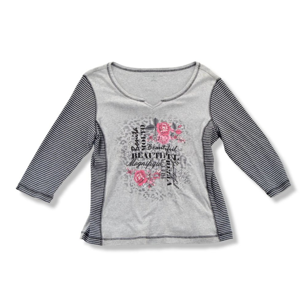 Karen Scott Women's Sport Long-Sleeve Crewneck Sweatshirt‎ Gray Size Large